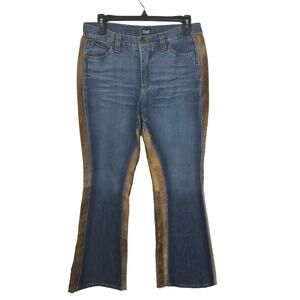 Dolce & Gabbana Denim & Suede Leather Panel Flared Blue Jeans Size 31